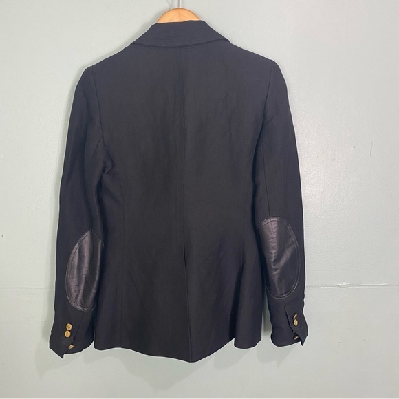 Smythe Black Linen‎ Blend Elbow Patch Equestrian Blazer Jacket Sz 4 - Picture 7 of 10